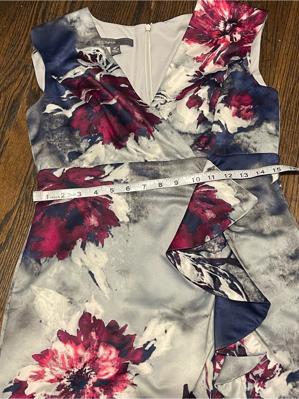 Donna Ricco Elegant multicolor Sleeveless Dress with Plum Floral Print - Picture 10 of 12
